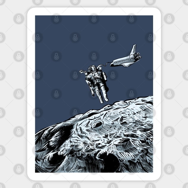 Spaceman by the moon Sticker by stephenignacio